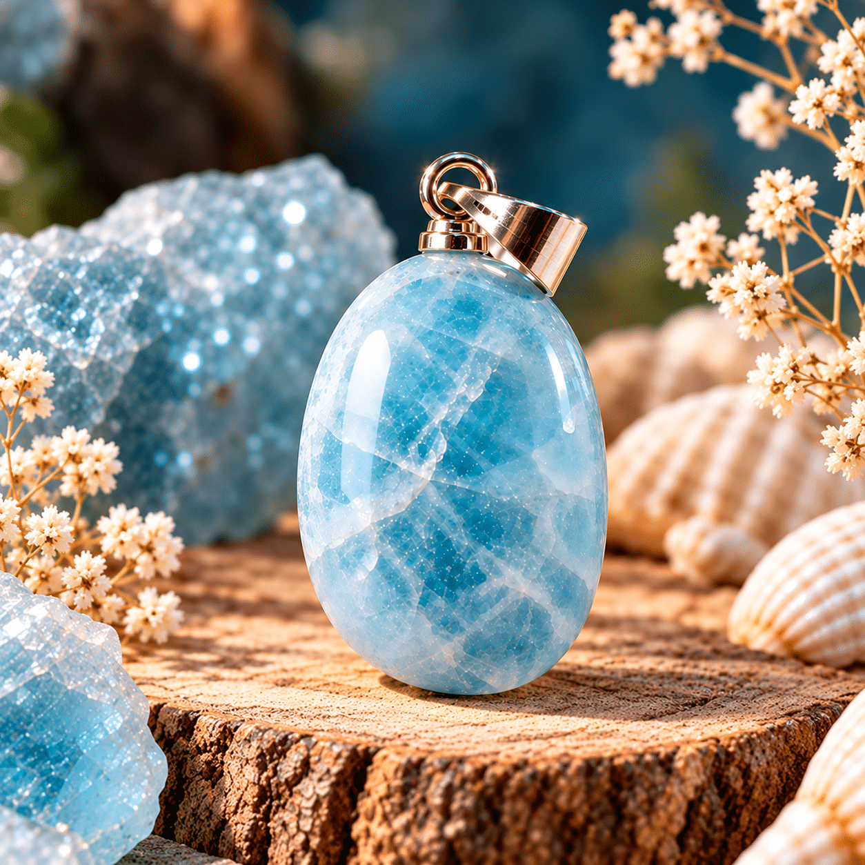 Pendentif aigue marine