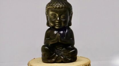 BOUDDHA INDIEN OBSIDIENNE DORÉE