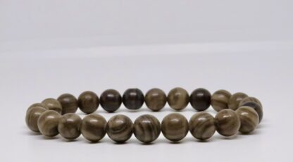 Bracelet boule bois fossile