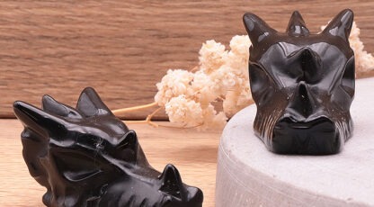 Tête de Dragon Obsidienne Noire