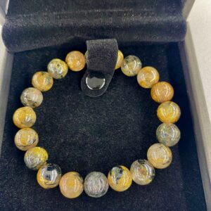 Bracelet Boule cristal de roche rutile hématite (8mm)