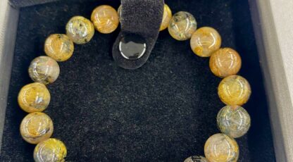 Bracelet Boule cristal de roche rutile hématite (8mm)