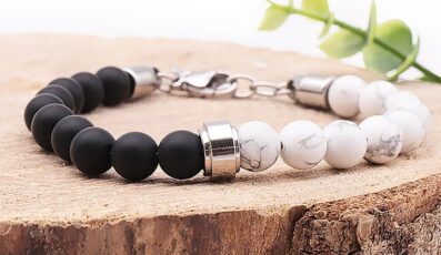 Bracelet unys howlite blanche et onyx