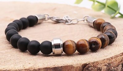 bracelet Unys œil de tigre et onyx