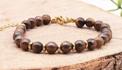 bracelet Eira doré œil de tigre