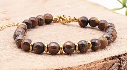 bracelet Eira doré œil de tigre
