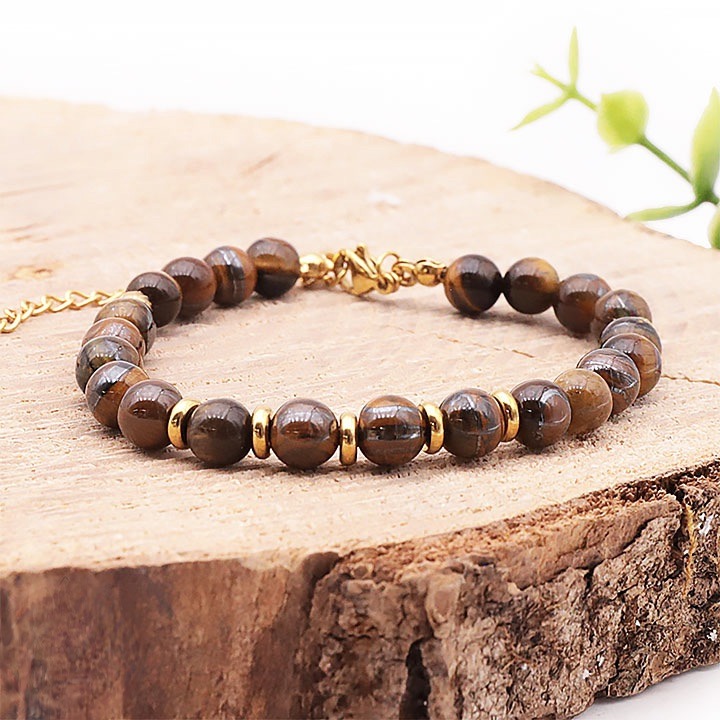 bracelet Eira doré œil de tigre