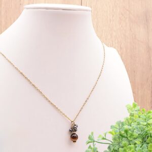 pendentif ornel doré hématite et oeil de tigre