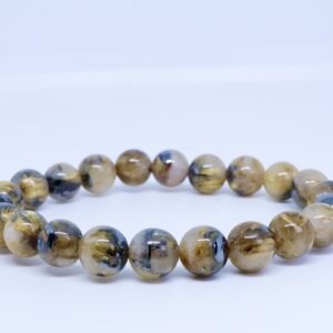 Bracelet Boule cristal de roche rutile hématite (M1)