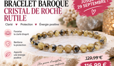Bracelet Boule cristal de roche rutile hématite (M4)