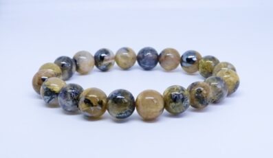 Bracelet Boule cristal de roche rutile hématite (M2)