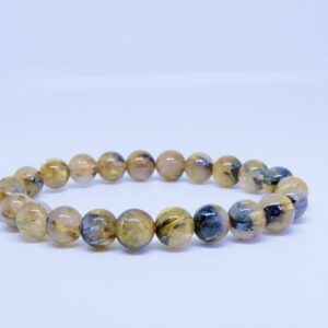 Bracelet Boule cristal de roche rutile hématite (M3)