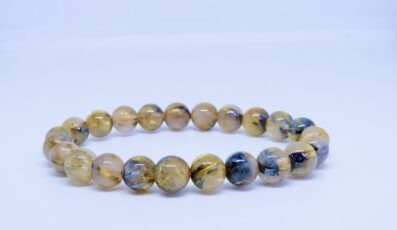 Bracelet Boule cristal de roche rutile hématite (M3)