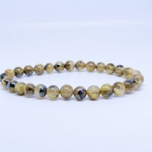 Bracelet Boule cristal de roche rutile hématite (M4)