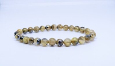 Bracelet Boule cristal de roche rutile hématite (M4)