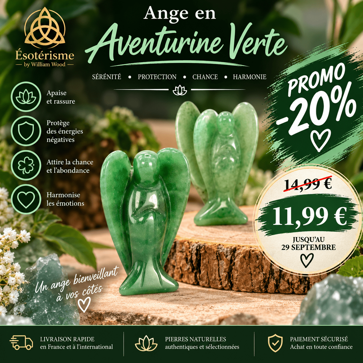Ange Aventurine verte 50mm