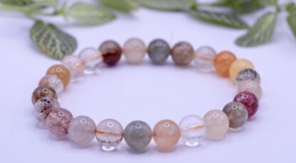 Bracelet boule Cristal de Roche Rutile Multicolore (8m)