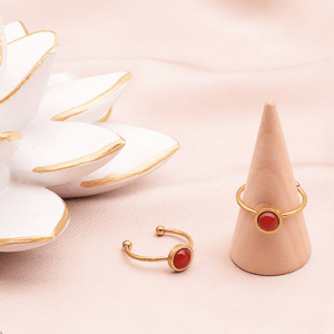 Bague ISEL Dorée Jaspe Rouge