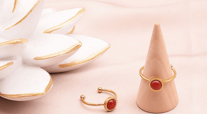 Bague ISEL Dorée Jaspe Rouge