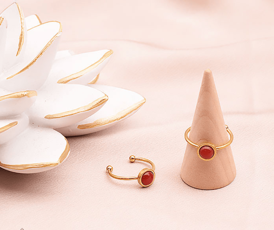 Bague ISEL Dorée Jaspe Rouge