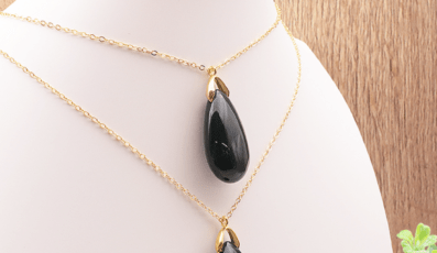 Pendentif Goutte Sautoir Agate mousse