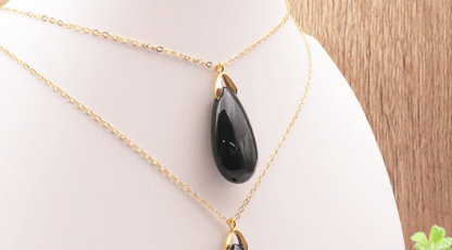 Pendentif Goutte Sautoir Agate mousse