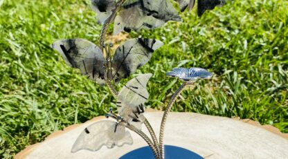 Papillon cristal de roche tourmaline