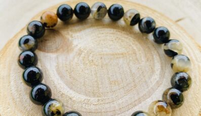 Bracelet boule Tourmaline noire sur quartz