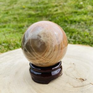 Sphère pierre de lune grise orangé