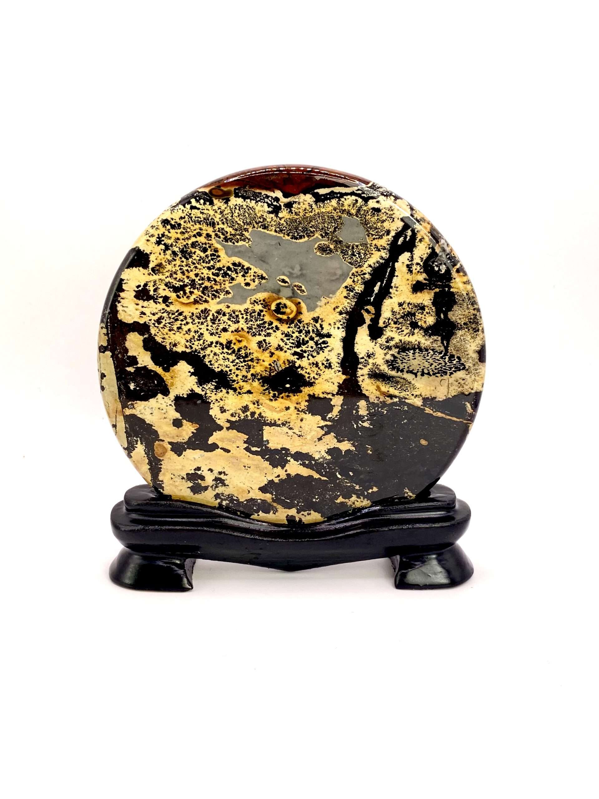 TRANCHE POLIE SUR SOCLE JASPE MULTICOLORE (Rond M1)
