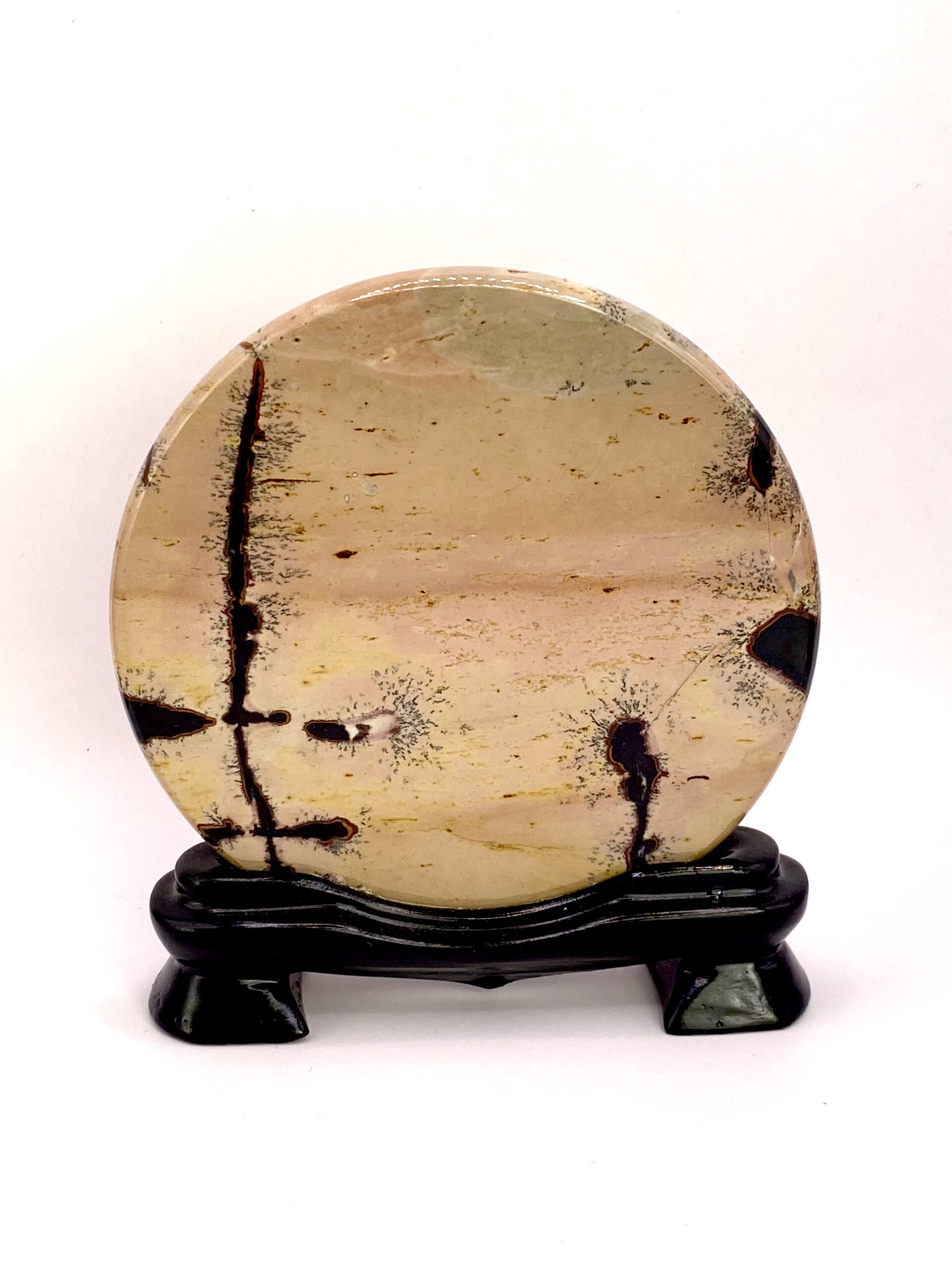 TRANCHE POLIE SUR SOCLE JASPE MULTICOLORE (Rond M2)