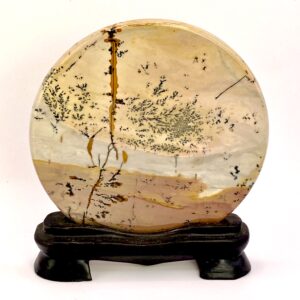 TRANCHE POLIE SUR SOCLE JASPE MULTICOLORE (Rond M4)