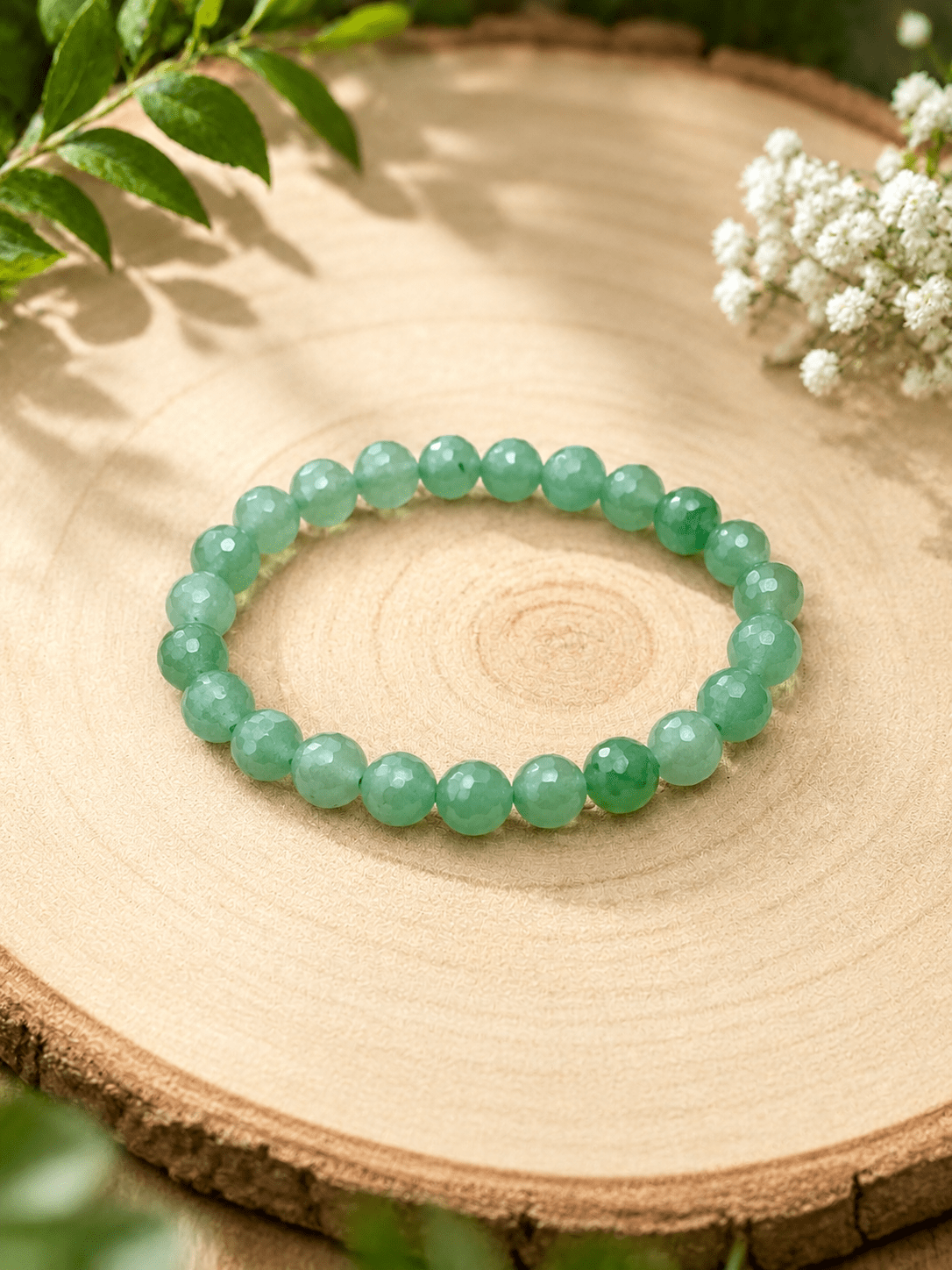 Bracelet facette aventurine verte mat naturelle lithothérapie