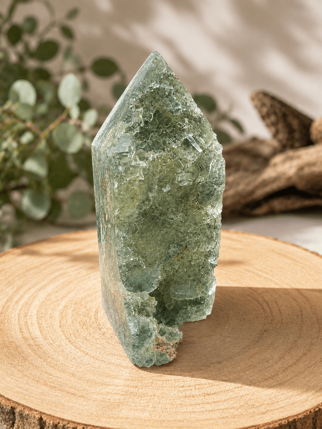Pointe semi polie en Fluorine Verte naturelle – bienfaits énergétiques lithothérapie