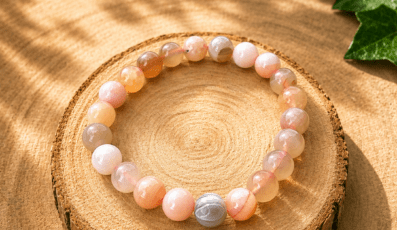 Bracelet Boule Agate Botswana Rose
