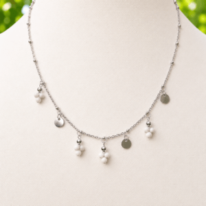 Collier LUEUR en Howlite naturelle – bienfaits énergétiques lithothérapie