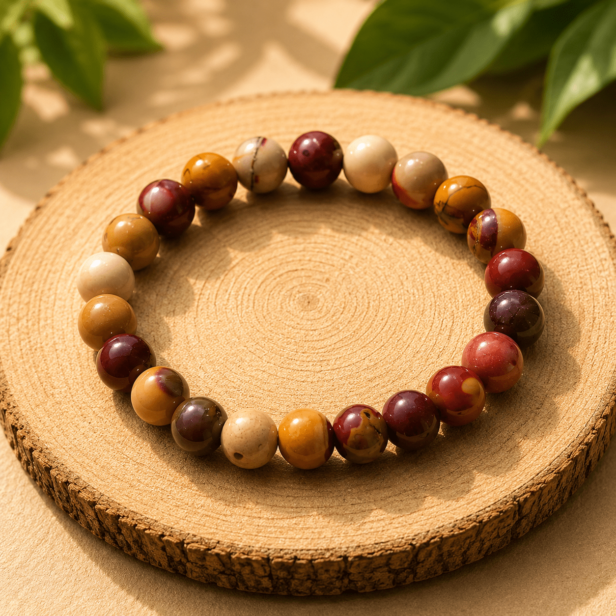 Bracelet en Jaspe Mokaïte naturelle pour le courage et la stabilité émotionnelle