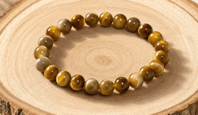 Bracelet Boule oeil de Tigre Dorée