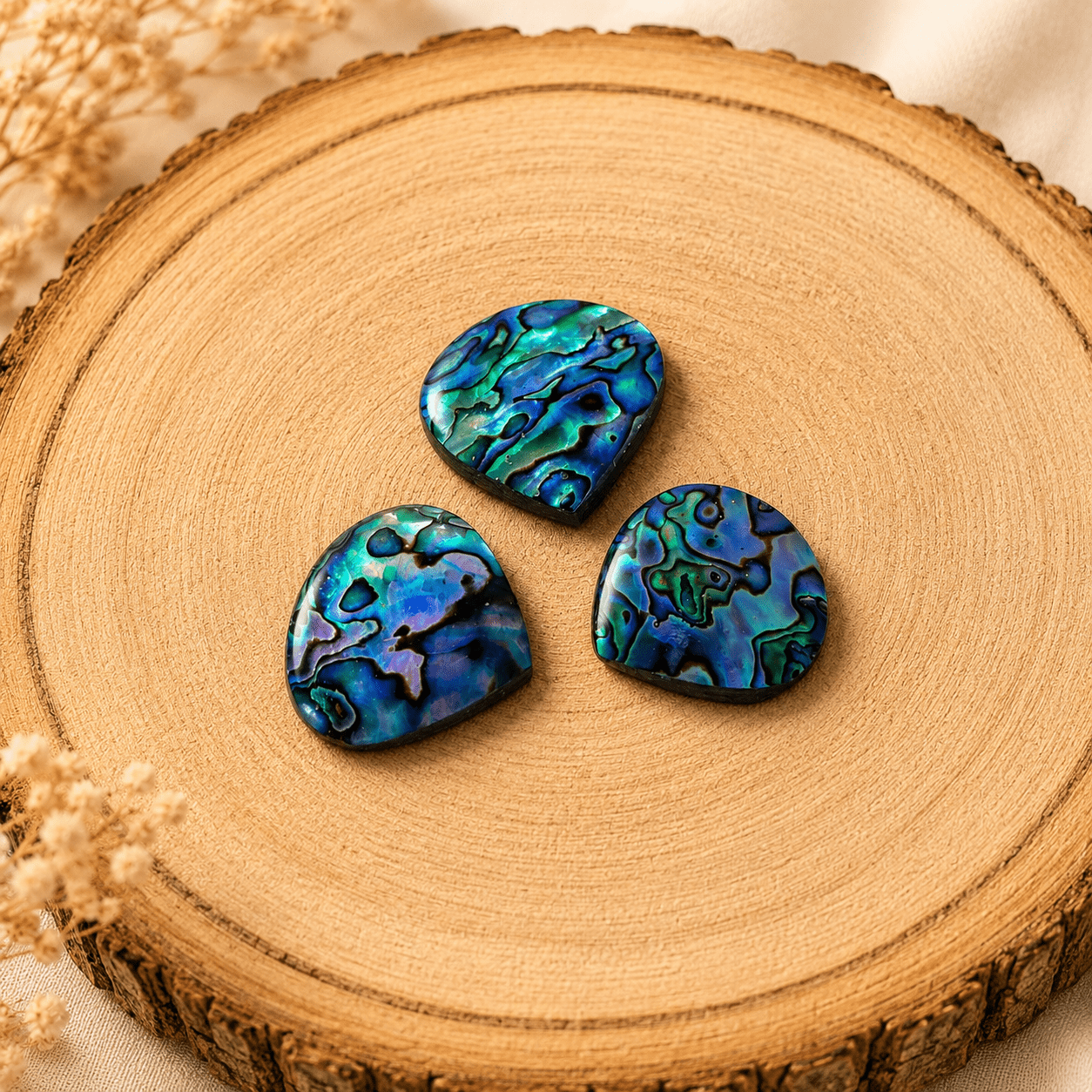 Cabochon goutte Abalone naturelle – nacre irisée pour création de bijoux et décoration artisanale