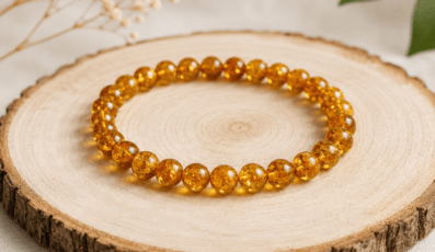 Bracelet Boule Ambre Miel