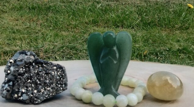 Ange en Aventurine Verte avec bracelet en pierre naturelle pour harmonie, chance et bien-être