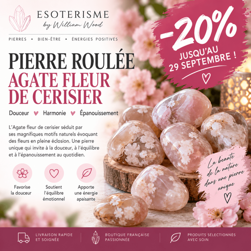 Pierre roulée agate fleur de cerisier