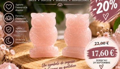 Chouette en Quartz Rose