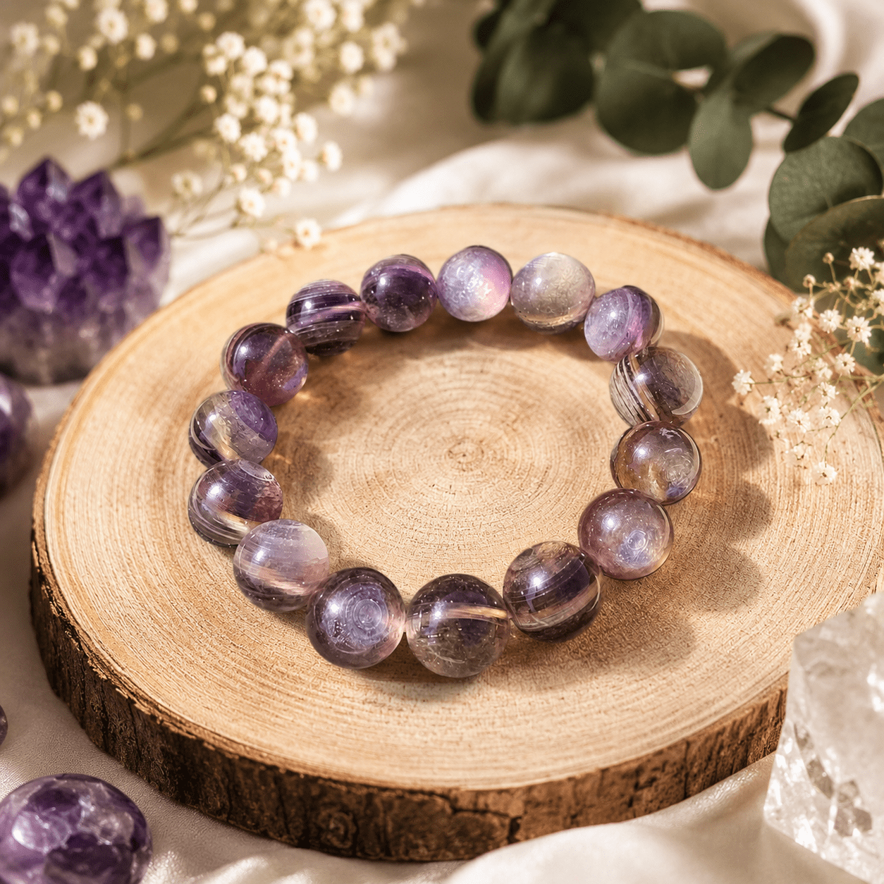 Bracelet Lépidolite foncée bienfaits traditionnels en lithothérapie