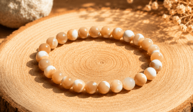 Bracelet boule en nacre jaune