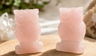 Chouette en Quartz Rose