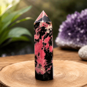 Pointe décorative en Rhodonite naturelle