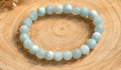 Bracelet Boule Aigue Marine Mat