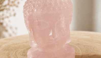 Tête Bouddha en Quartz Rose