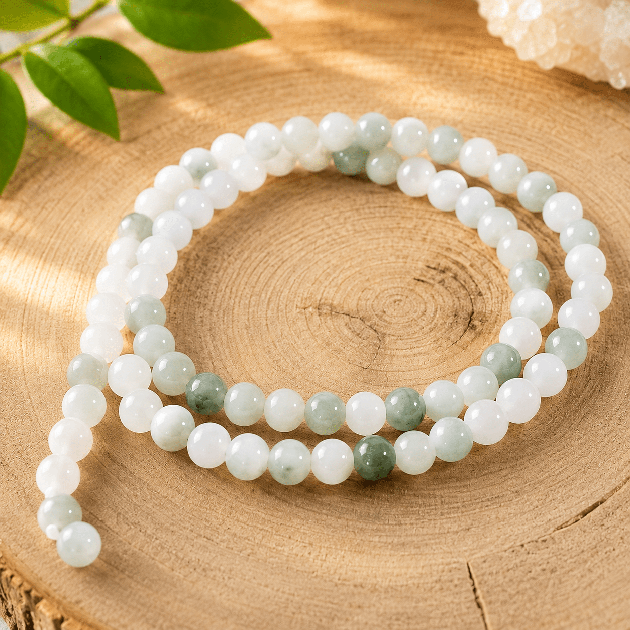 Fil de perles Jade Vert naturel pour création de bijoux